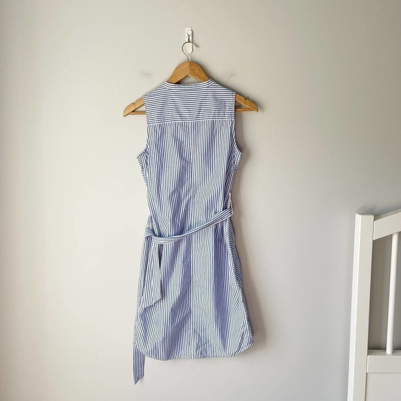 J. Crew Collection Women's Sleeveless Blue Stripe Cotton Poplin Dress Size XXS - Picture 5 of 5